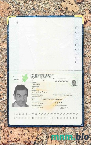 Burundi paszport (2011-2019) wygląd zdjęcia pliki PSD, skan i fotografowany obraz